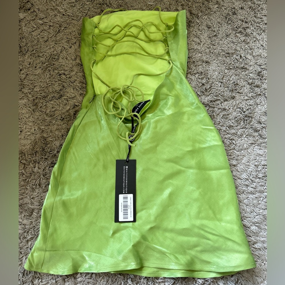 Whitefox Lace Up Back Strapless Mini Dress